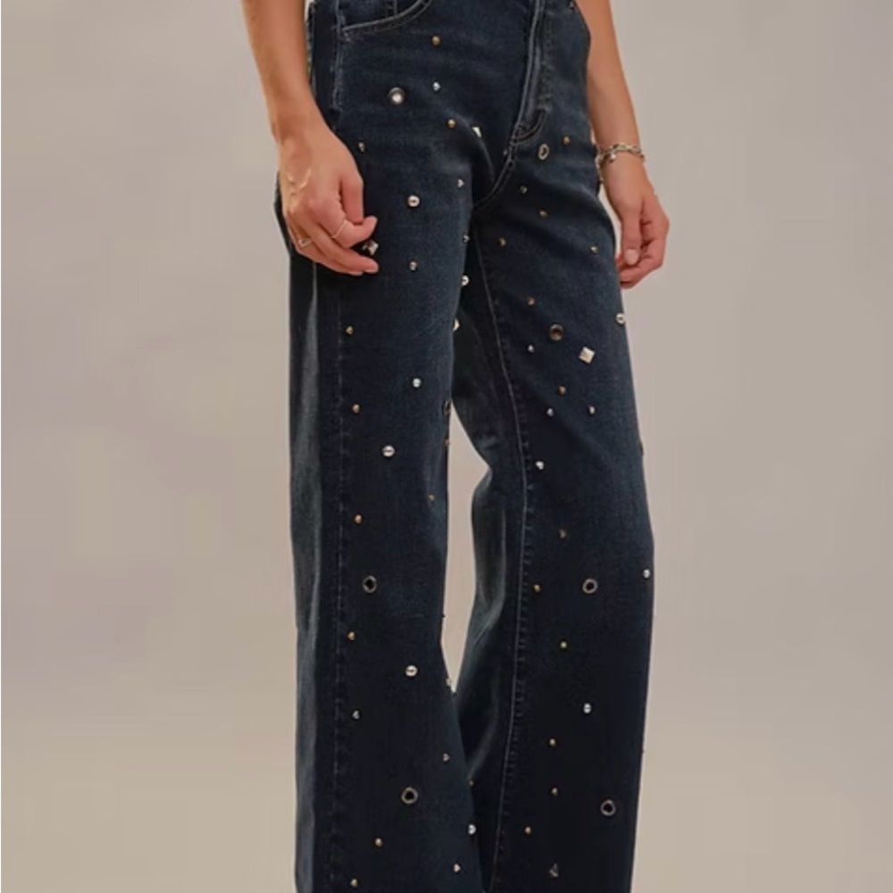 Women's Dark Blue Embellished Jeans